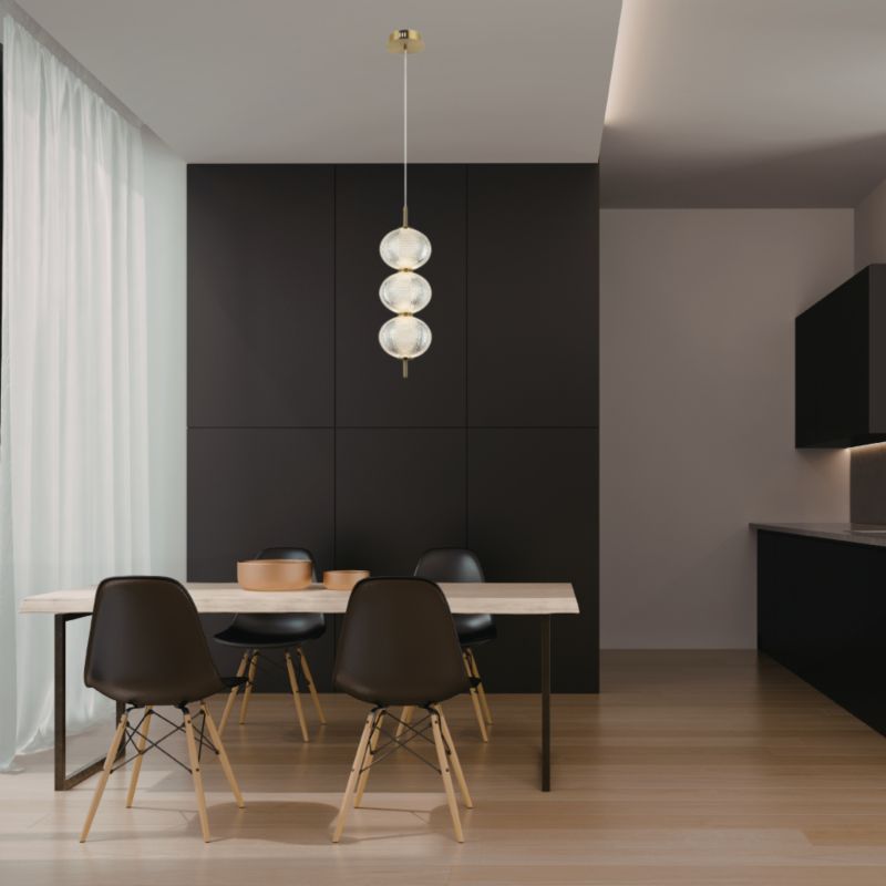 Lampa wisząca Italux Lazie 1759 mosiężno-przezroczysty dekoracyjna wbudowany LED 13W 1 szt.