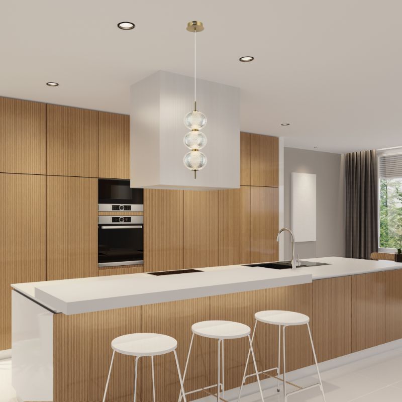Lampa wisząca Italux Lazie 1759 mosiężno-przezroczysty dekoracyjna wbudowany LED 13W 1 szt.