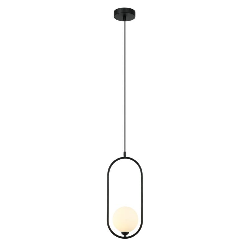 Lampa wisząca Italux Lupus czarno-biała szklana kula dekoracyjna 1xG9 x 25W 1 szt.