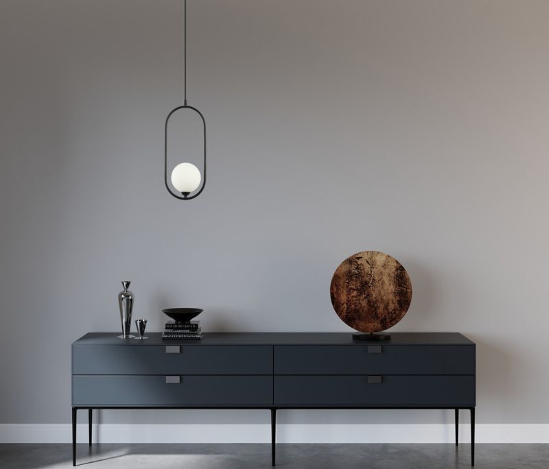 Lampa wisząca Italux Lupus czarno-biała szklana kula dekoracyjna 1xG9 x 25W 1 szt.