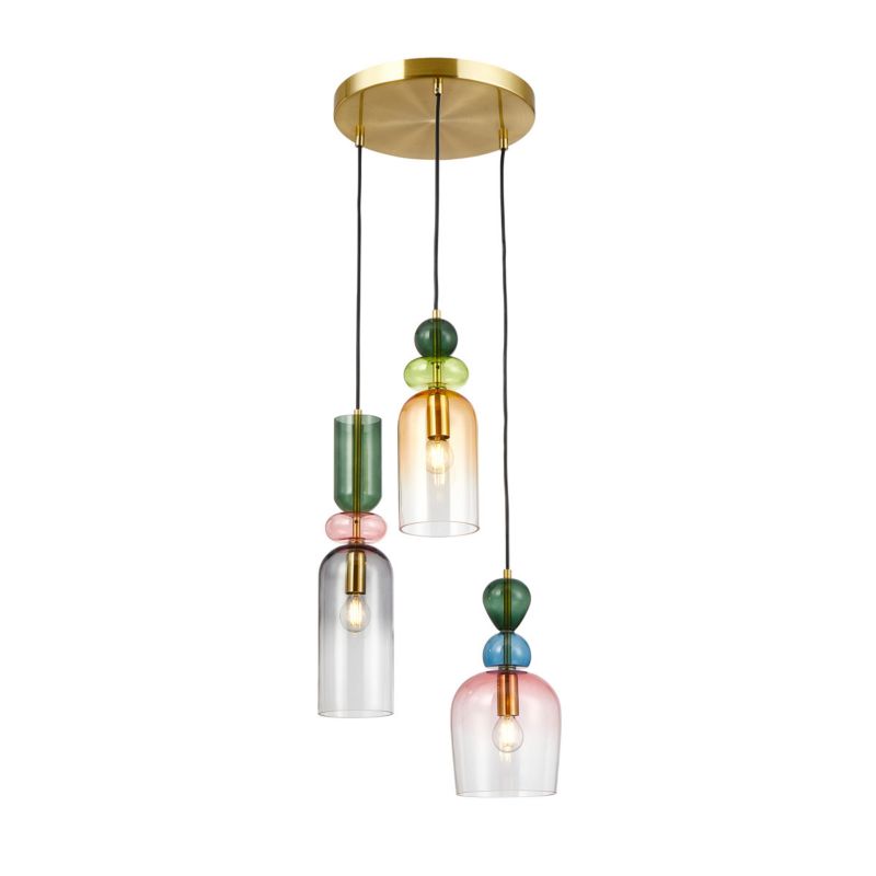 Lampa wisząca Italux Manso 9390 multikolor dekoracyjna 3xE14 x 1 szt.
