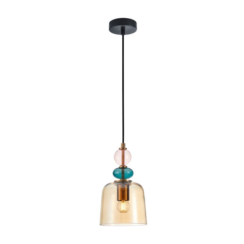 Lampa wisząca Italux Namos 8122 mosiądz-bursztynowy-czarna-zielona dekoracyjna 1xE27 x 40W 1 szt.