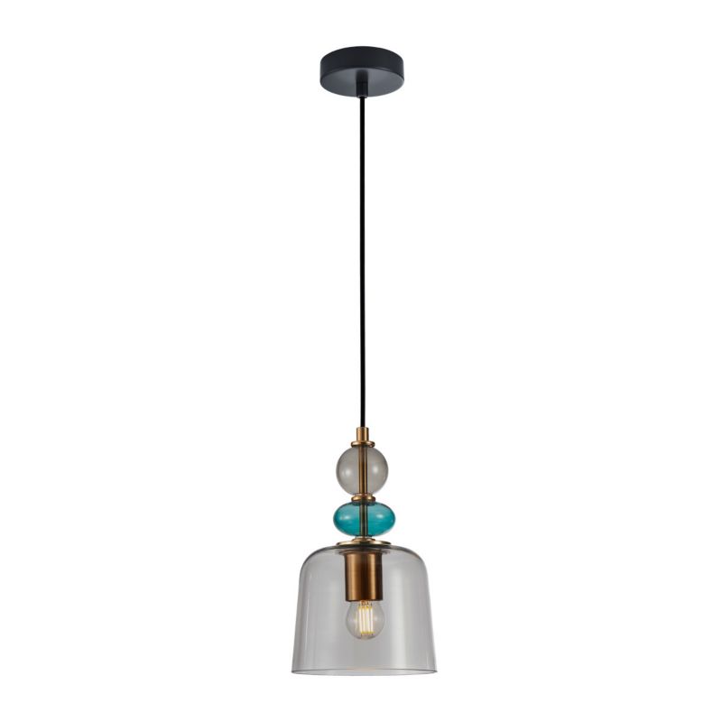 Lampa wisząca Italux Namos 8139 mosiądz-dymiona-czarna-turkusowa dekoracyjna 1xE27 x 40W 1 szt.