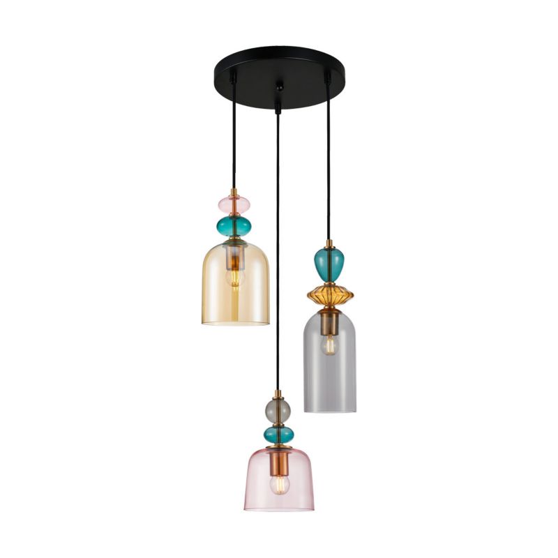 Lampa wisząca Italux Namos 8160 złoto-czarna-turkusowa-różowa-bursztynowy dekoracyjna 3xE27 x 1 szt.
