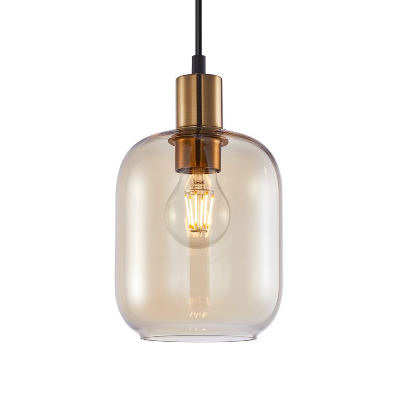 Lampa wisząca Italux Norlis 0662 złoto-czarna-bursztynowy nowoczesna 1xE27 x 1 szt.
