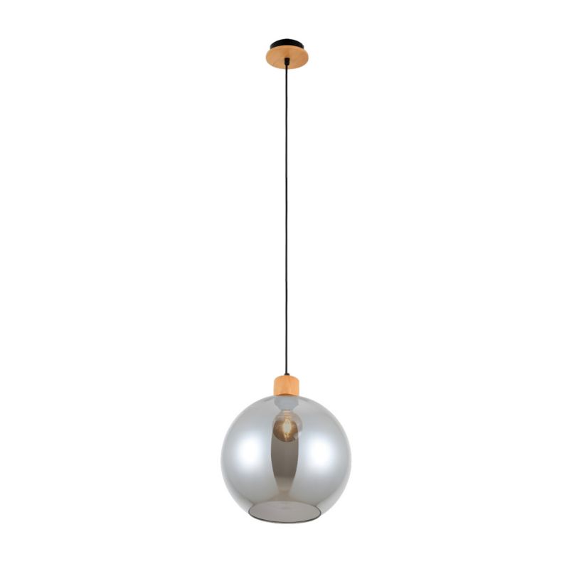 Lampa wisząca Italux Potan 0754 drewniana-czarna-dymiona nowoczesna ...