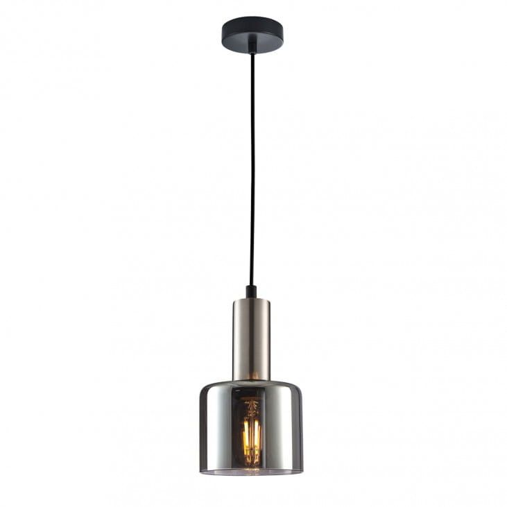 Lampa wisząca Italux Santia 8828 srebrno-czarna nowoczesna 1xE27 x 1 szt.