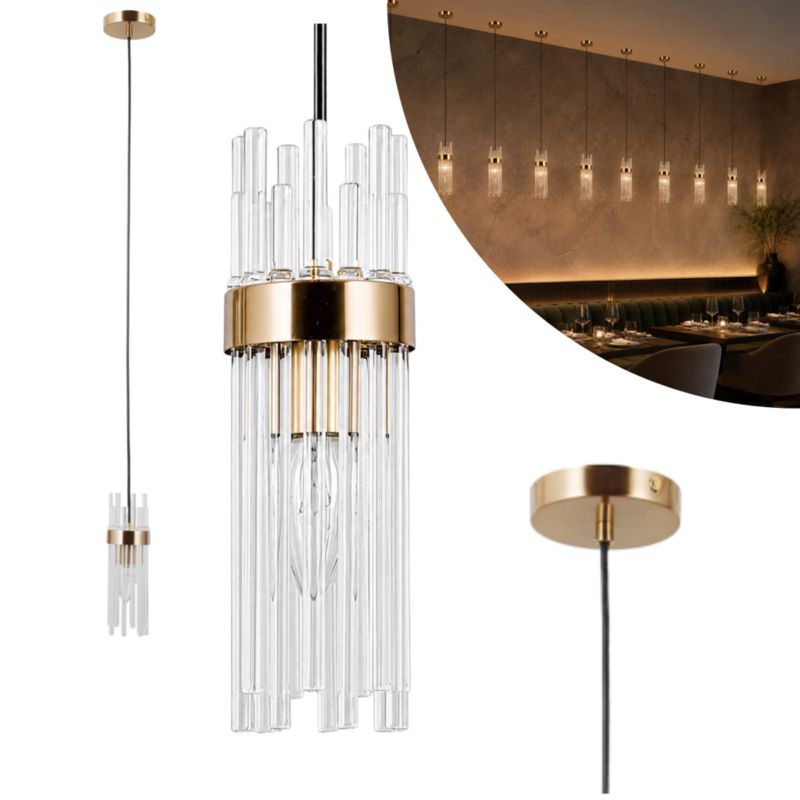 Lampa wisząca Italux TARASO złota 1xE14x40W wym:120x8x8cm IP20 -1 szt.