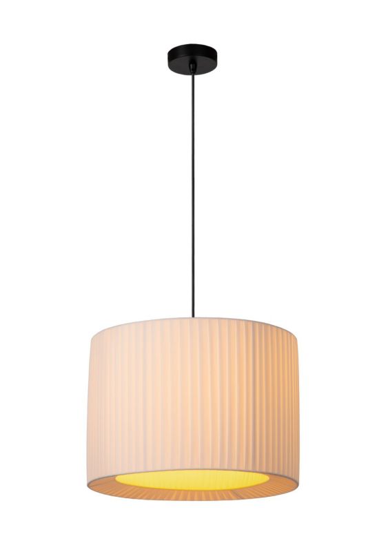 Lampa wisząca jedwabny plisowany klosz Lucide FOLD biało-czarna 1xE27x40W IP20 wym:160x40x40cm - 1 szt.