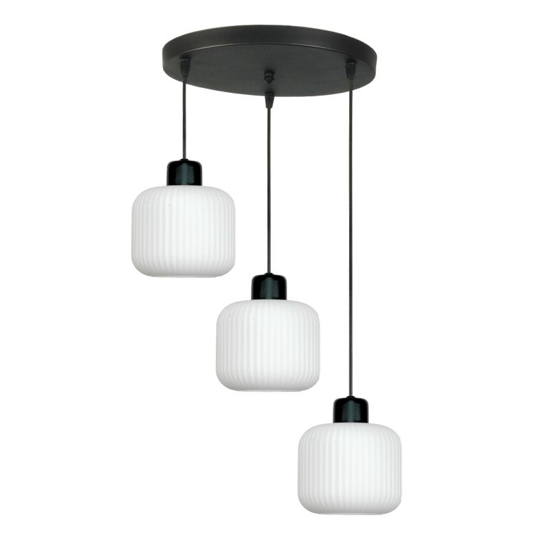 Lampa wisząca kaskada 3xE27 białe klosze loft industrialna nad stół BEKA BIANCO 14-962