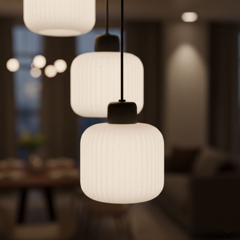 Lampa wisząca kaskada 3xE27 białe klosze loft industrialna nad stół BEKA BIANCO 14-962