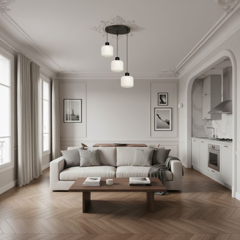 Lampa wisząca kaskada 3xE27 białe klosze loft industrialna nad stół BEKA BIANCO 14-962