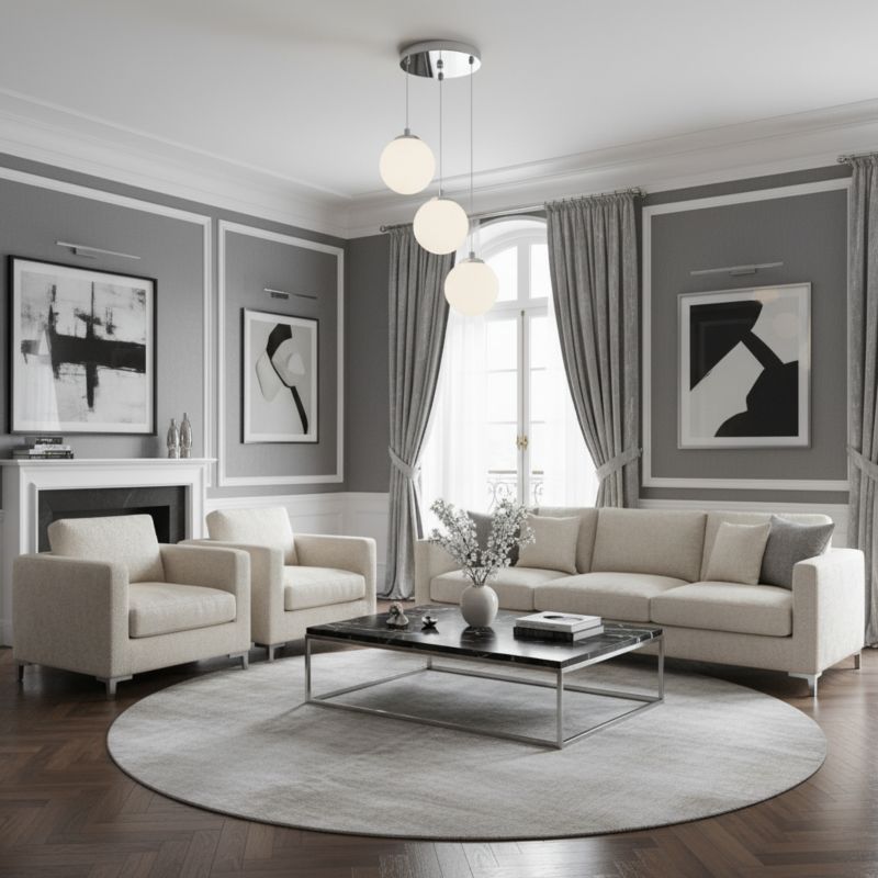 Lampa wisząca kaskada EDYLIT 3xE14 białe kule chrom glamour nowoczesna LEPE 13-572 1 szt.