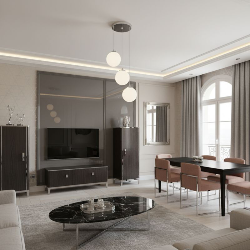 Lampa wisząca kaskada EDYLIT 3xE14 białe kule chrom glamour nowoczesna LEPE 13-572 1 szt.