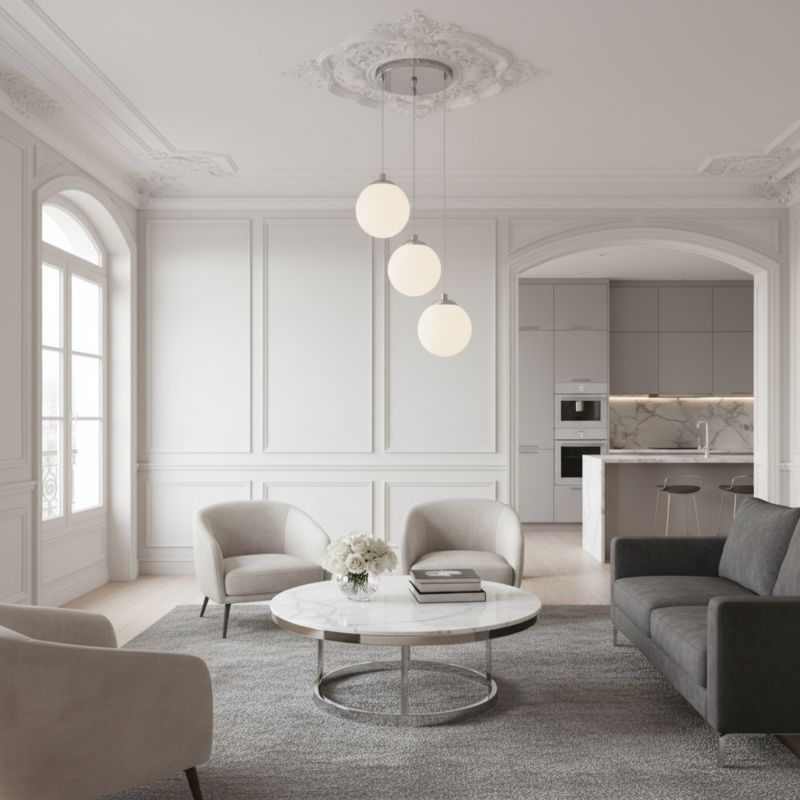 Lampa wisząca kaskada EDYLIT 3xE14 białe kule chrom glamour nowoczesna LEPE 13-572 1 szt.