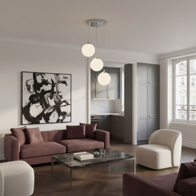 Lampa wisząca kaskada EDYLIT 3xE14 białe kule chrom glamour nowoczesna LEPE 13-572 1 szt.
