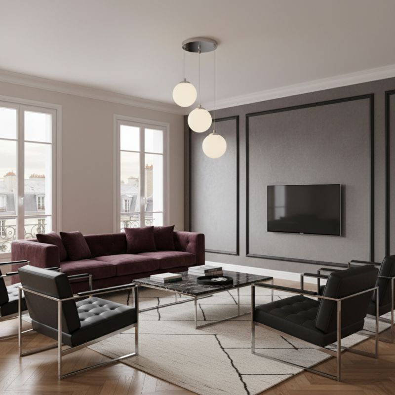 Lampa wisząca kaskada EDYLIT 3xE14 białe kule chrom glamour nowoczesna LEPE 13-572 1 szt.