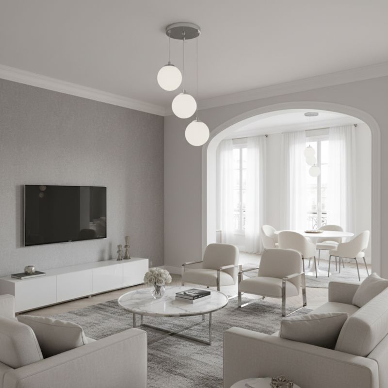 Lampa wisząca kaskada EDYLIT 3xE14 białe kule chrom glamour nowoczesna LEPE 13-572 1 szt.