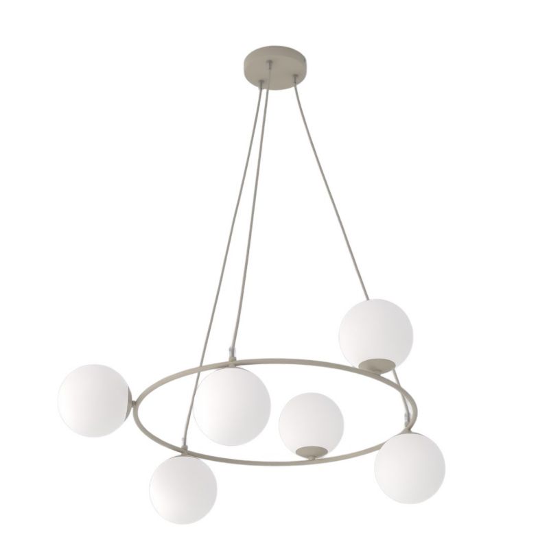 Lampa wisząca kule na ringu Emibig AZURA beżowo-biała 6xE14x10W IP20 wym:110x75x75cm - 1 szt.