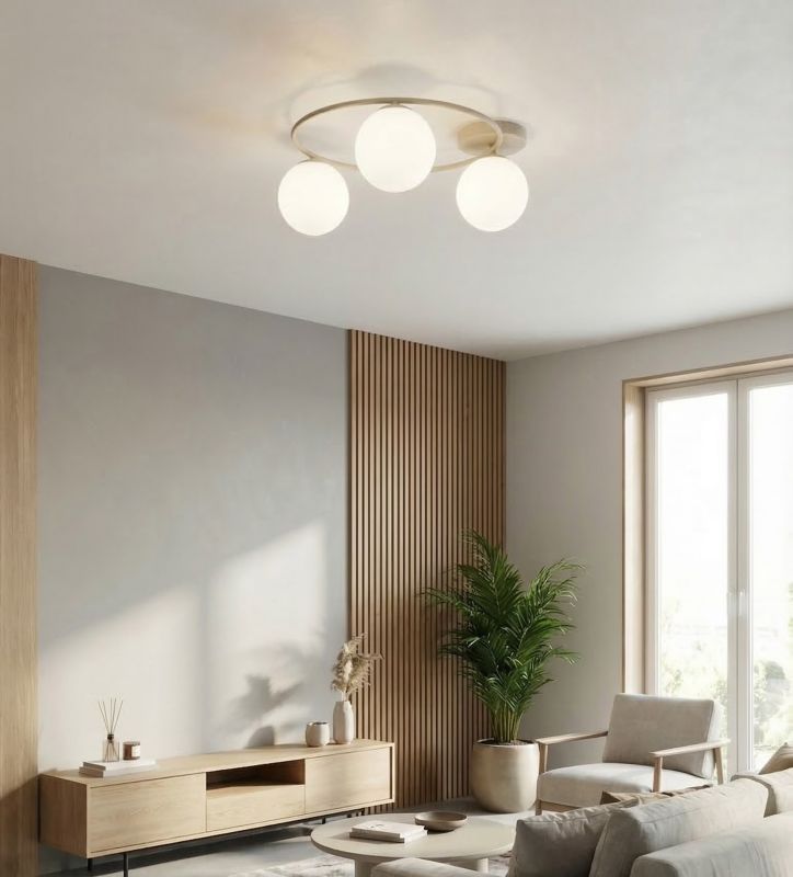 Lampa wisząca kule na ringu Emibig SOPRA beżowo-biała 3xE14x10W IP20 wym:20x47x47cm - 1 szt.