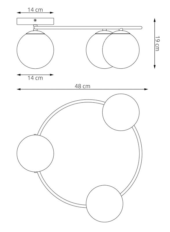 Lampa wisząca kule na ringu Emibig SOPRA beżowo-biała 3xE14x10W IP20 wym:20x47x47cm - 1 szt.