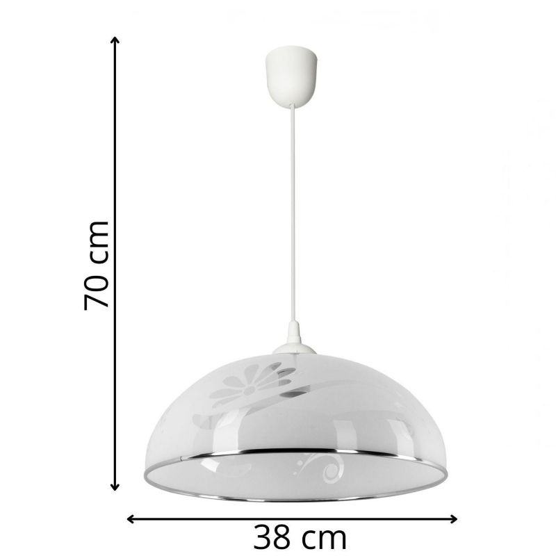 Lampa wisząca Lampex Simi biała z wzorem wym: 70 x 38 cm 1xE27 x  1 szt.