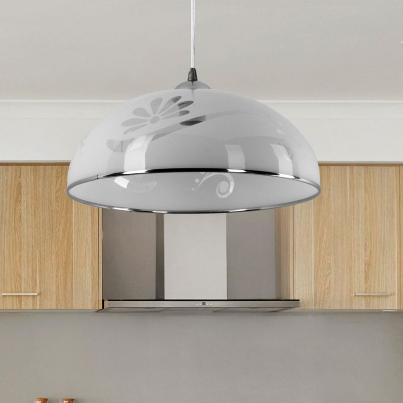 Lampa wisząca Lampex Simi biała z wzorem wym: 70 x 38 cm 1xE27 x  1 szt.