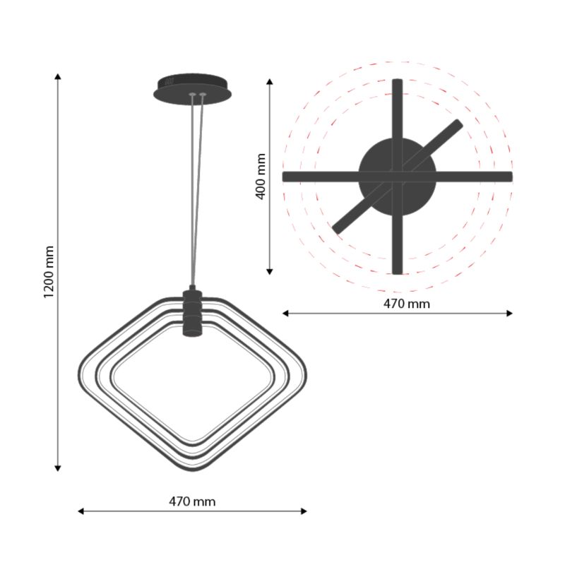 Lampa wisząca LED, DPM, czarna, 1szt