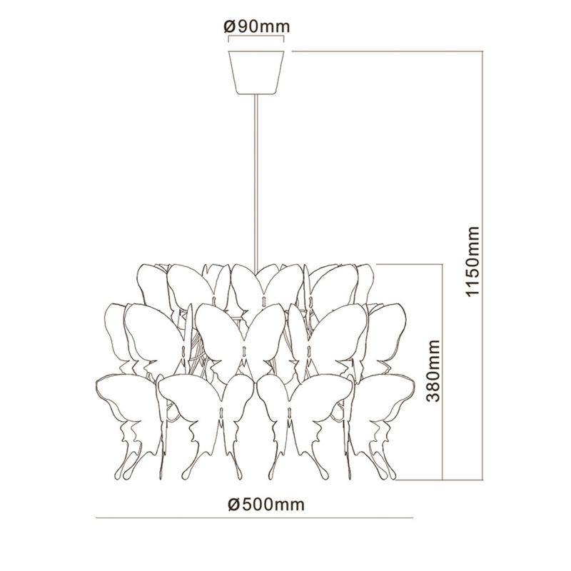 Lampa wisząca Light Prestige Farfalla 3942 różowo-biała dziecięca w motylki 1xE27 x 60W 1 szt.