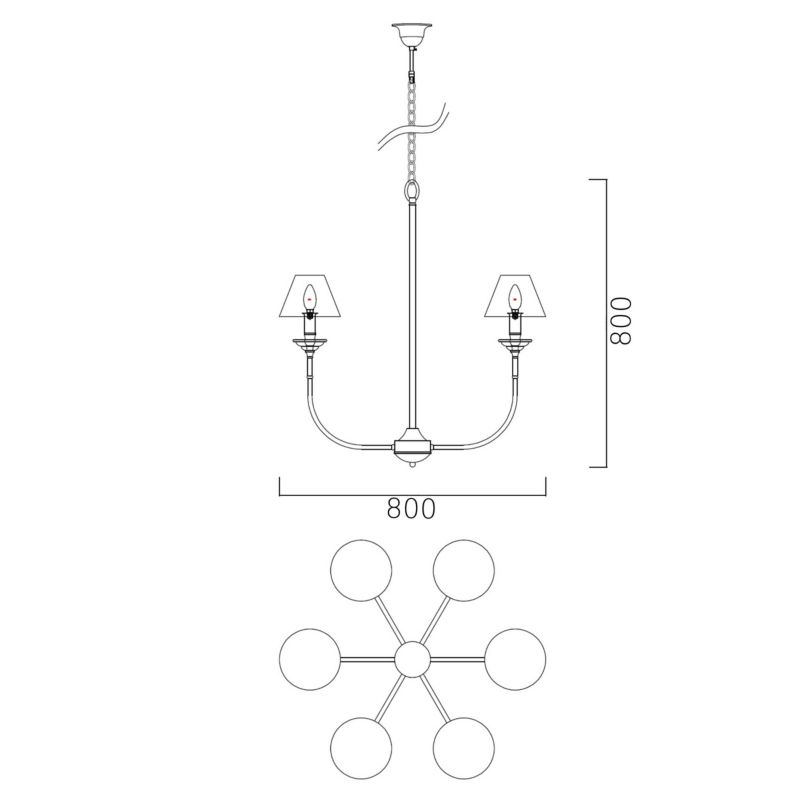 Lampa wisząca Light Prestige Glamour srebrno - czarna 6 x E14 1 szt.
