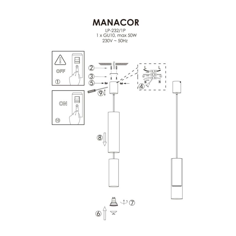 Lampa wisząca Light Prestige Manacor 1 biała 1 x GU10 1 szt.