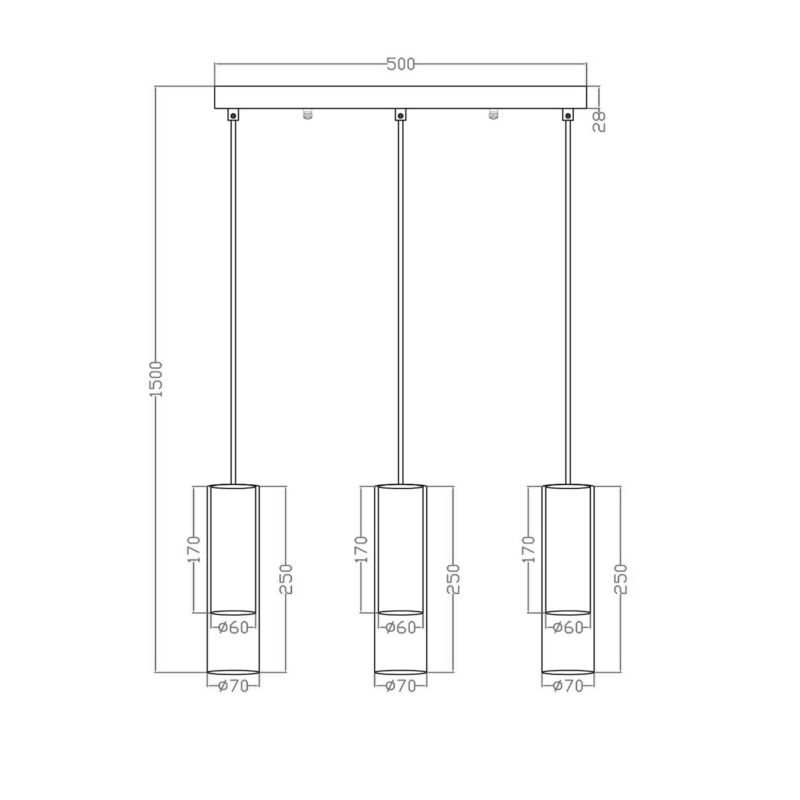 Lampa wisząca Light Prestige Manacor 3 czarna 3 x GU10 1 szt.
