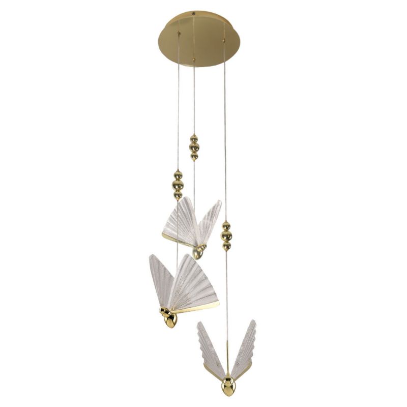 Lampa wisząca Light Prestige Mariposa 9440 złoto-przezroczysty motyle wbudowany LED 24W 1 szt.