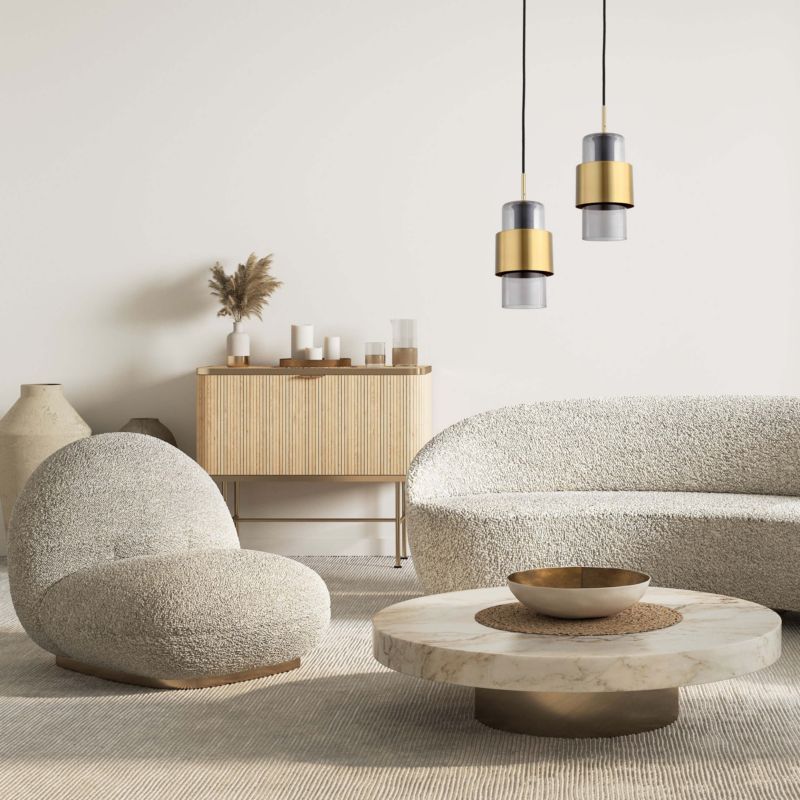 Lampa wisząca Light Prestige Miele 5138 złoto-dymny szerokość 13 cm 1xE27 x 40W 1 szt.