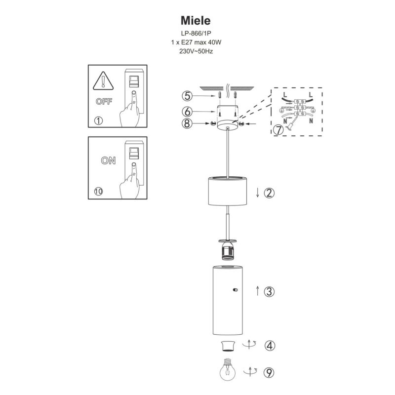 Lampa wisząca Light Prestige Miele 5138 złoto-dymny szerokość 13 cm 1xE27 x 40W 1 szt.