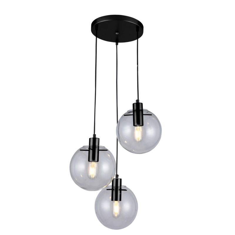 Lampa wisząca Light Prestige Puerto 0065 czarno-transparentna szerokość 30 cm 3xE27 x 40W 1 szt.