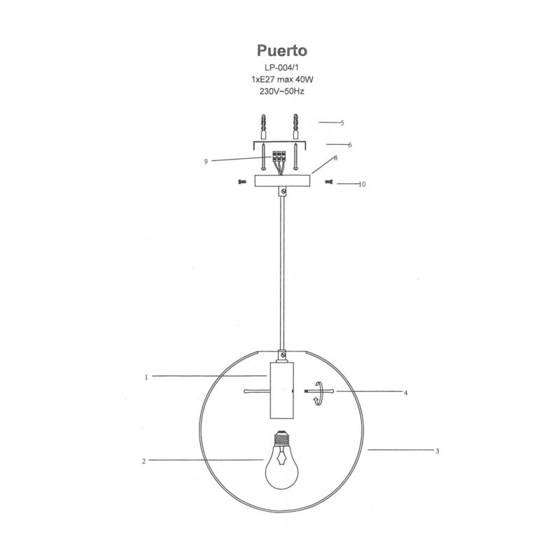 Lampa wisząca Light Prestige Puerto mała czarna 1 x E27 1 szt.