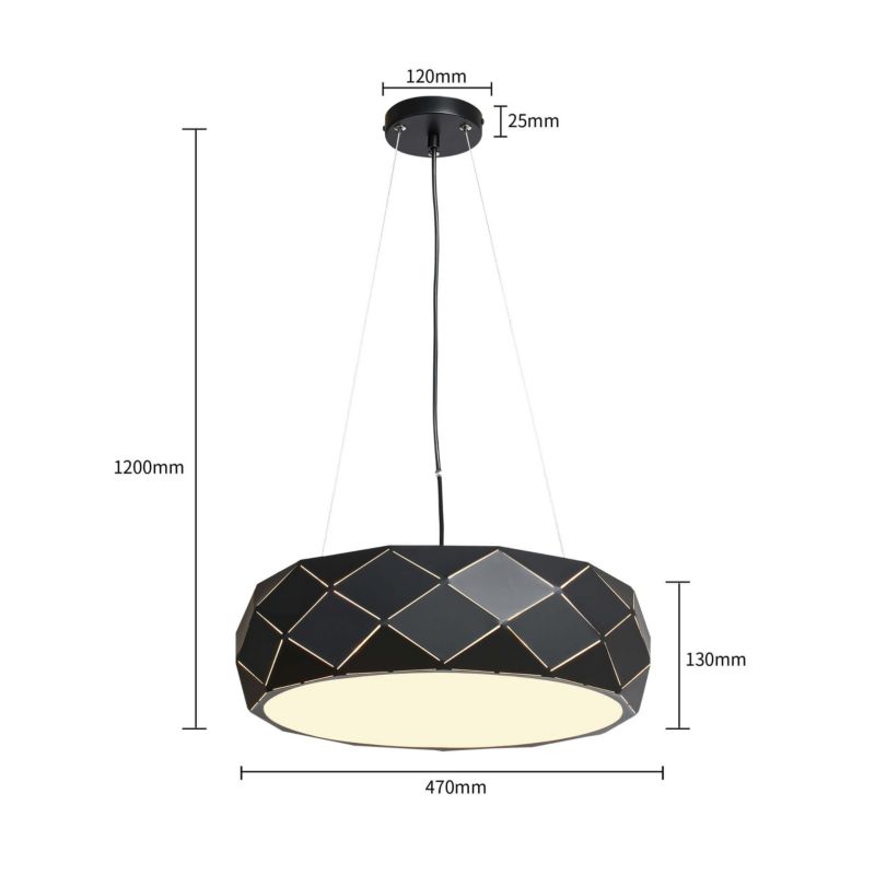 Lampa wisząca Light Prestige Reus czarno-biała wym: 100 x 45 x 45 cm 3xE27 x 40W 1 szt.