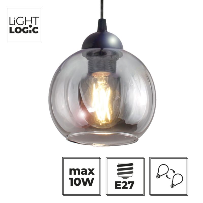 Lampa wisząca LightLogic LL AUNTIL 1xE27 PL 66504 klosz szklany regulacja do LED 1 szt.