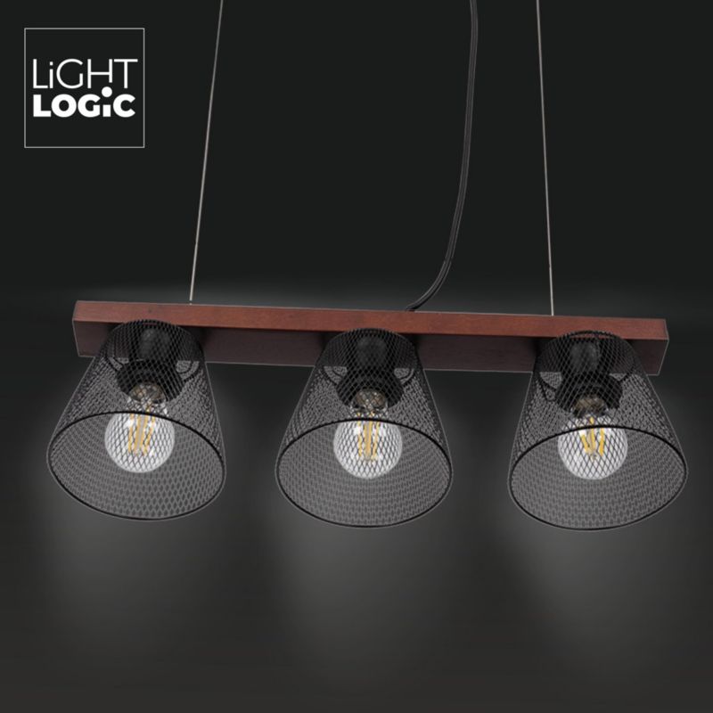 Lampa wisząca LightLogic LL DRAH C-I 3xE27 66233 3 punkty światła do jadalni do LED 1 szt.
