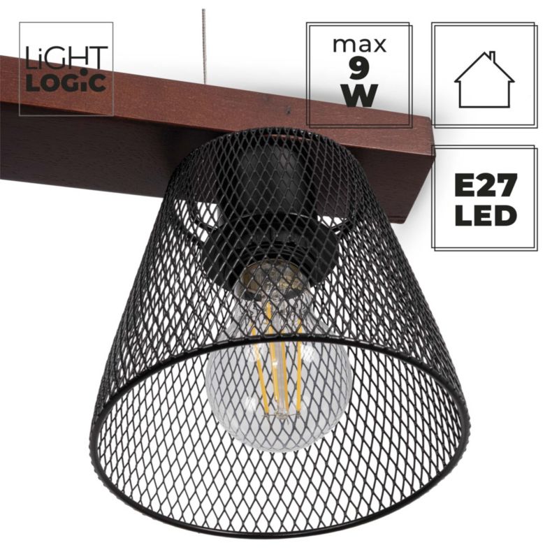 Lampa wisząca LightLogic LL DRAH C-I 3xE27 66233 3 punkty światła do jadalni do LED 1 szt.
