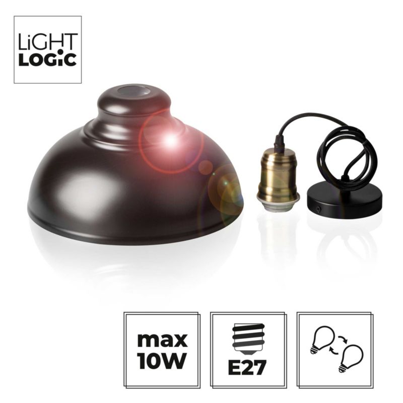 Lampa wisząca LightLogic LL PRAG E27 B 66143 czarna zwis regulacja wysokości do LED 1 szt.