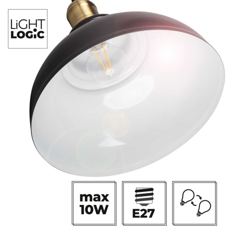 Lampa wisząca LightLogic LL PRAG E27 B 66143 czarna zwis regulacja wysokości do LED 1 szt.