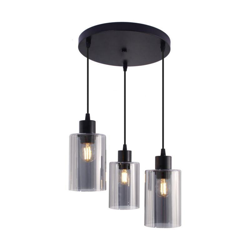 Lampa wisząca LightLogic LL TAMLAC 3xE27 PL 66506 czarna do LED szkło dymione 10W 1 szt.