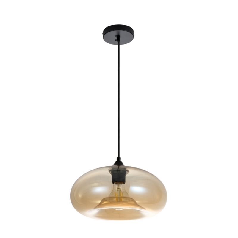 Lampa wisząca LIGHTLOGIC LL TRELON AM E27 czarna złota szklany klosz 1 szt.