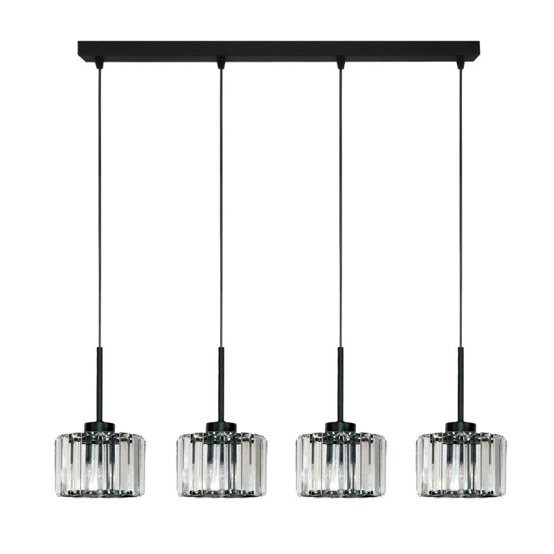 Lampa wisząca listwa 4xE27 kryształowe klosze czarna glamour nowoczesna OMENA 14-951 1 szt.