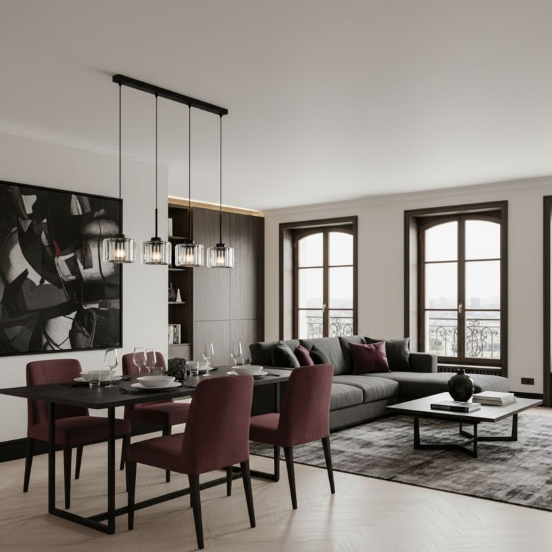 Lampa wisząca listwa 4xE27 kryształowe klosze czarna glamour nowoczesna OMENA 14-951 1 szt.