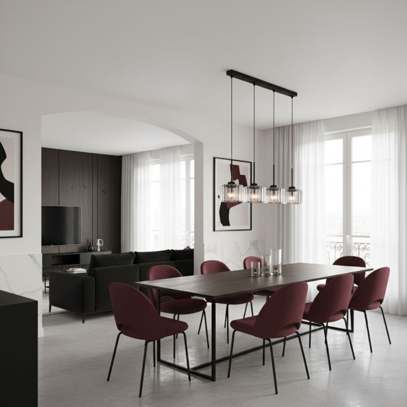 Lampa wisząca listwa 4xE27 kryształowe klosze czarna glamour nowoczesna OMENA 14-951 1 szt.