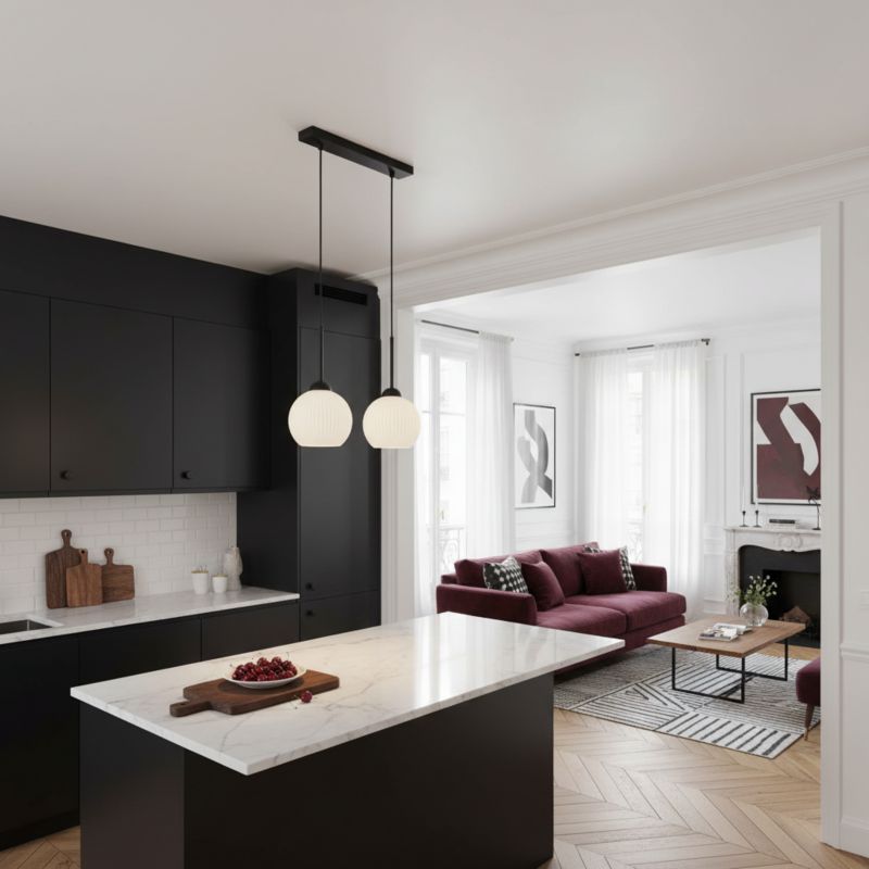 Lampa wisząca listwa EDYLIT 2xE27 białe kule loft industrialna nad stół FIONA 14-988 1 szt.