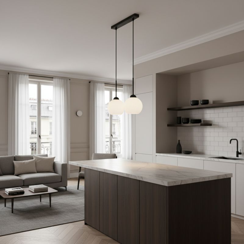 Lampa wisząca listwa EDYLIT 2xE27 białe kule loft industrialna nad stół FIONA 14-988 1 szt.